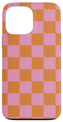 iPhone 13 Pro Max Case Checkered Pink Orange Cool Checkerboard Aesthetic Gift Case