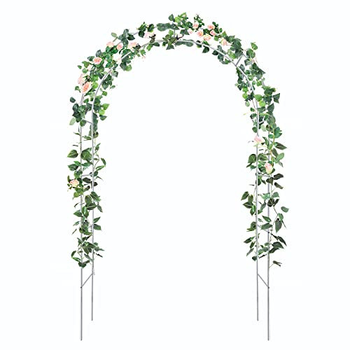 ATR ART TO REAL Arco de jardín de metal, arcos de jardín anchos de metal fuerte para plantas trepadoras, pérgola, montaje libre en 2 tamaños, 240 cm o 196 cm de altura, ideal para patio trasero,