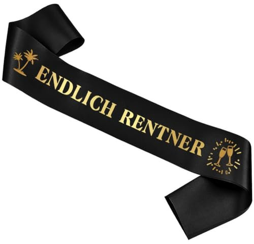 XINDY Schärpe Endlich Rentner ! Ruhestand Schärpe Pensionierung Party Abschiedsfeier Deko Rente Ruhestand Geschenk Renteneintritt Schwarz Gold Rentner deko