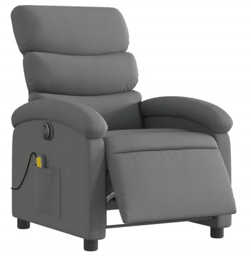 vidaXL Massagesessel, Elektrisch Relaxsessel mit Liegefunktion Vibrationsfunktion, Fernsehsessel für Wohnzimmer, Liegesessel TV Sessel, Dunkelgrau Stoff