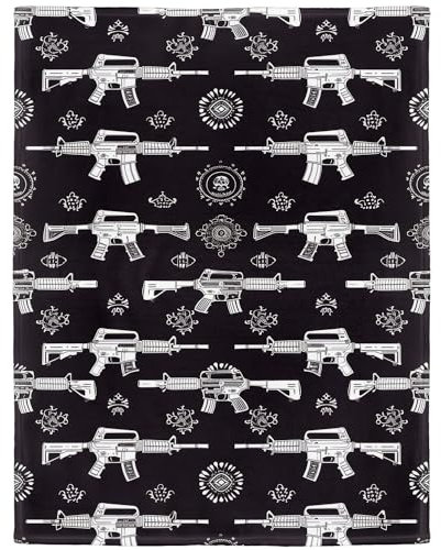 YISUMEI Kuscheldecke Weiche Warme Flauschige Fleece Decke, Waffen Gewehre Patterns, 150 x 200 cm