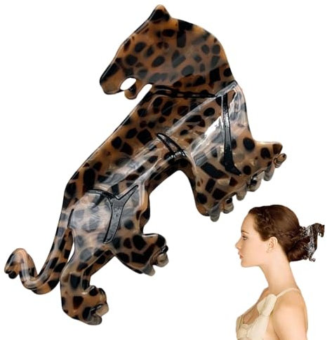 Pinza para el pelo de perro de leopardo – Pinza de pelo mediana con forma de perro salchicha de leopardo | Pinza de pelo con forma de animal | Pinza antideslizante para el pelo | Accesorios de acetato