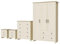 Nera 4 Piece Bedroom Furniture Set 3 Door Wardrobe with Drawer Set Chest of Drawers and Bedside Cabinet Bedroom Storage (Cream on Oak)