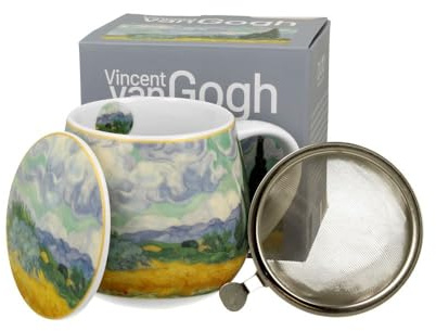 V. van Gogh Wheat Field Inspired Tea Mug with Strainer & Lid - 0.43L