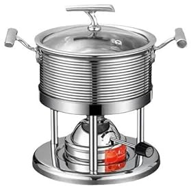 IUYIXWFP Edelstahl 3-in-1-Fondue-Set-ideal für Schmelzenkäse, Schokolade, Butter und Mor