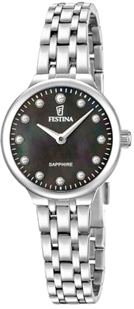 Festina Damenuhr Analog aus Edelstahl 316L | Quarzuhr, Widerstandsfähiges Saphirglas, Wasserdicht 5 ATM, F20744/6, Mademoiselle