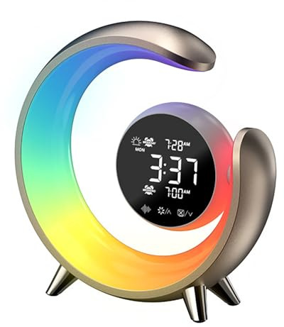 Sunrise Alarm Clock Wake Up Light, Zwei Weckfunktionen mit Sonnenaufgangssimulation, Naturgeräuschen, Farbwechselndem Nachtlicht und Display für Sanftes Aufwachen