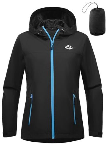 HEEKPEK Veste Imperméable Femme mi Saison Compacte Manteau Vestes de Pluie Légère Parka Coupe Vent à Capuche Automne Blouson d'Extérieur Softshell Printemps pour Camping Randonnée