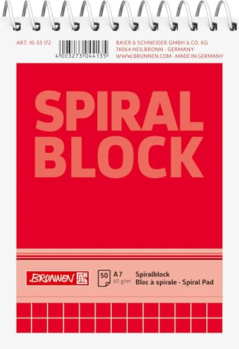 Brunnen 1055172 Spiralblock / Notizblock (A7, kariert, 50 Blatt, 60g/m²)