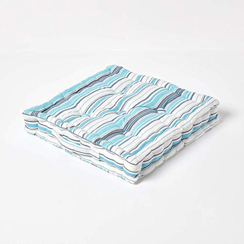 Homescapes gestreiftes Sitzkissen 40 x 40 cm Stuhlkissen New England, Sitzerhöhung Stuhlauflage, 100% Reine Baumwolle mit Polyester Füllung