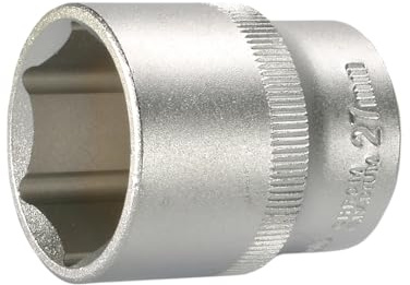 SW-Stahl 05617L Steckschlüsseleinsatz 1/2 Zoll, 27 mm Sechskant | Nuss aus Chrom-Vanadium-Stahl mit 12,5 mm Antrieb, matt verchromt, Außensechskant-Profil, Premium Qualität, 42 mm Länge