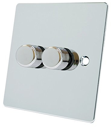 Alliance Electrical FPC2GDIM40 Polished Chrome Flat 400W-10 Amp Double 2 Gang 2 Way 400W Light Dimmer Switch, 400 W, 240 V