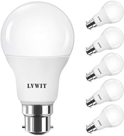 LVWIT 8W B22 LED Glühbirne A60, 4000K Neutralweiß, Ersatz für 60W Glühlampe, ultrahell 806 lm, matt (6er Pack)