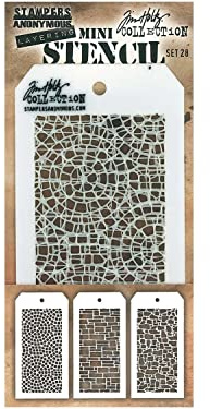Art Gone Wild MST028 Tim Holtz Set 28 Stencil, Transparent, Mini, 21.6 x 9.1 x 0.1 cm