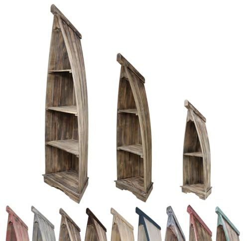 Oriental Galerie Bootsregal Boot Regal Bücherregal Bücherschrank Standregal Aufbewahrung 95 cm Albesia Holz Braun