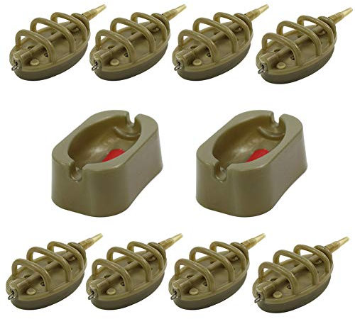Croch Karpfenangeln Method Feeder Set 8x 15g, 20g, 25g, 30g, 35g, 40g, 50g, 60g Hohl Schwarz or Black Hochwertig Plastik, Umweltfreundliche Metall Fischgewicht