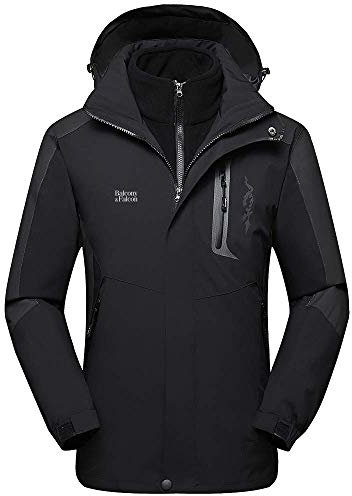 BALCONY & FALCON Giacca da Uomo 3 in 1 Resistente all'Acqua Softshell Impermeabile Con Pile Rimovibile e Cappuccio Regolabile - Per Trekking e Montagna