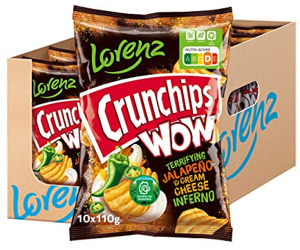 LORENZ | Crunchips WOW Jalapeño & Cream Cheese | 10 x 110 g | vegetarisch