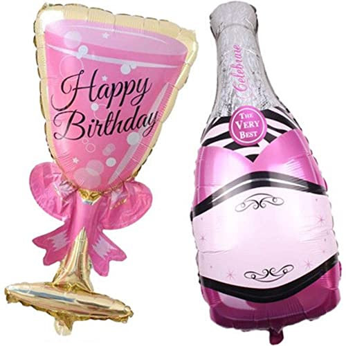 DIWULI Luftballons Sektglas & Flasche - Deko für Geburtstag