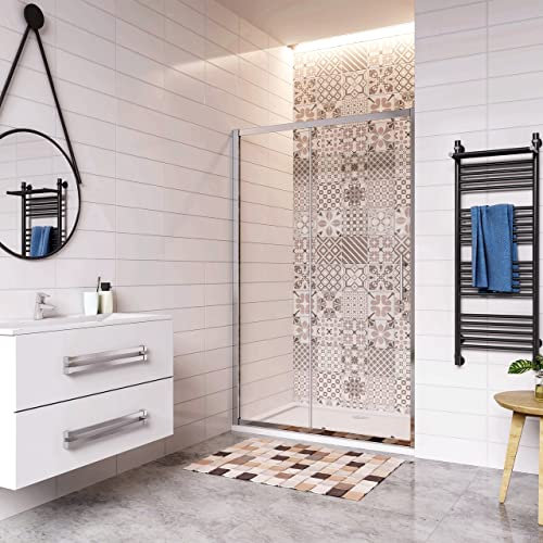 Porta Doccia Per Nicchia Anta Scorrevole Ingresso Laterale In Vetro 5mm Temperato Trasparente 120x185cm