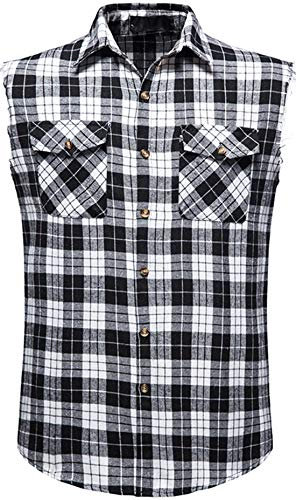 Iris Sprite Chemise décontractée à Carreaux sans Manches en Flanelle boutonnée pour Homme, Coupe Ample avec Poche, Plaid Nori -A210, M