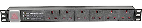 IONZ 6 Way 19 Inch 13A PDU 1U - Surge Protected Horizontal Switched Standardised Power Distribution Unit Rack Mounted. Free 3 Year Extended iONZ Warranty