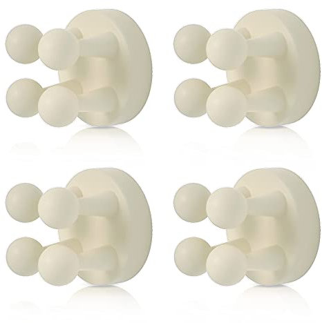 XoYoZo 4 Stück Silikon-Zahnbürstenhalter Multifunktionshaken Wasserdicht Selbstklebend Einzel Zahnbürstenhaken Stecker Halter für Wand zum Aufhängen Badezimmer Küche Wohnzimmer Büro (weiß)