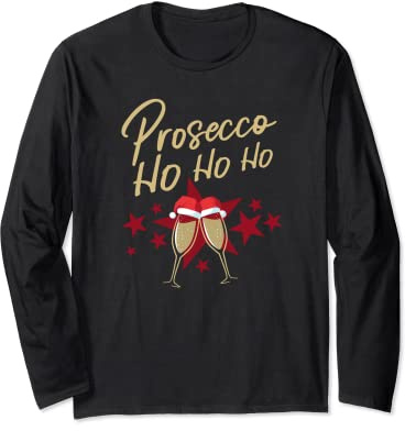 Prosecco Ho Ho Ho Sektgläser Weihnachten Champagner Geschenk Langarmshirt