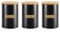 EHC Set of 3 Tea, Coffee & Sugar Airtight Kitchen Storage Canister Jars Containers, Black, 1L