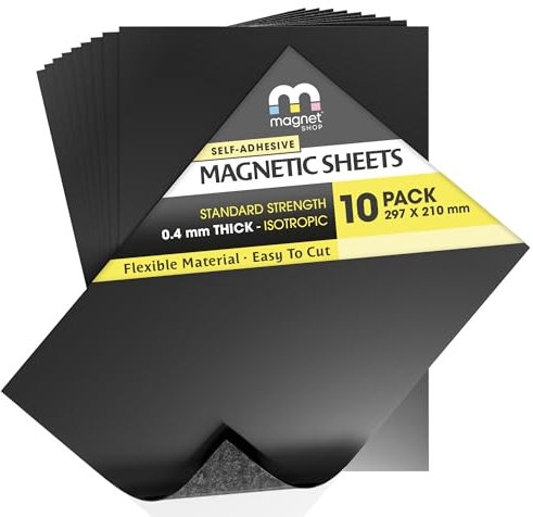 TMS Magnetic Sheets Self-Adhesive | For Magnet Die Storage, Crafts, Cars, Taxis, Vehicles, Sign Making and Outdoor Use | Extra Sticky, Strong Flexible Vehicle Grade (0.85mm thick, A4 Sheet, 1)