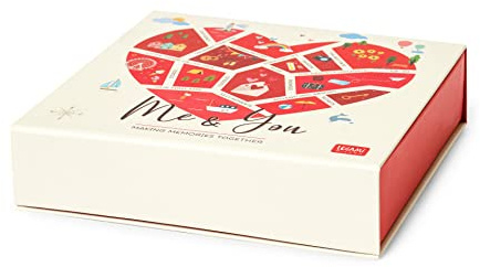 Legami - Erinnerungsbox, Every Moment Counts, 16,5 x 4,2 cm, stabile Aufbewahrungsbox aus Karton, enthält ein Akkordeon-gefaltetes Album, Magnetverschluss, für Fotos (9 x 11 cm) und kleine Gegenstände