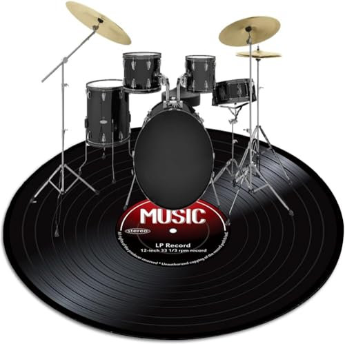 Z·Bling Tapis de Batterie électronique Non Glissants,120cm Tapis Batterie Tapis De Tambour Tapis Insonorisé,pour Kits De Batterie électronique Grosse Caisse Caisse Claire Et Autres Jeux De Bases,Rond