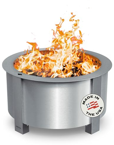 Breeo X Serie 24 – Rauchfreie Feuerstelle aus Edelstahl für den | Rauchfreie Feuerstelle aus Edelstahl für draußen, ideal für Familien, kompatibel mit einer großen Auswahl an Breeo Zubehör