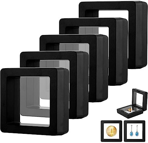 5 STK 3D Schwebende Displayrahmen, 3.5 x 3.5 cm(Innendurchmesser) Transparenter Display Ständer, Ständer für Münzen Medaillen Schmuck Ring Anhänger Armband