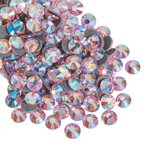 Beadsland Hotfix Strasssteine für textilien,Heller Rosa AB,SS30/288pcs | Pinke AB Strasssteine,6.3-6.5mm,Glasmaterial,für Kleidung,Kunsthandwerk,Basteln Dekoration