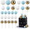 Gyufise 30Pcs Ball Cake Topper Ball Cake Picks Colorful Pearl Ball Shaped Cupcake Insert Cake Topper for Bear Theme Birthday Party Favors Wedding Decoration Supplies Blue White Gold