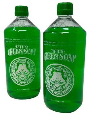 2 x Aloe Green Soap 1 L - Green Soap - Tattoo Wipe / Clean - INKgrafiX® Germany - Professional Studio - IG60396 - Vegan
