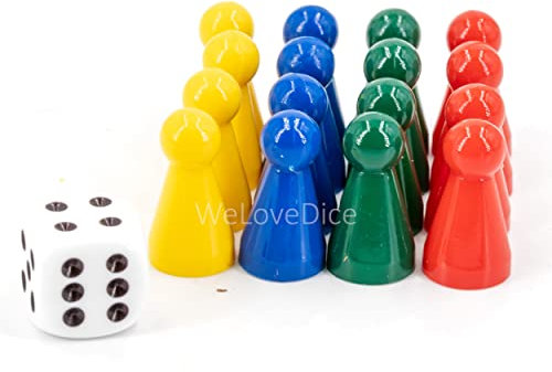 WeLoveDice Spielfiguren - Halmakegel Set - Made in Germany (Blau,gelb,grün,rot)