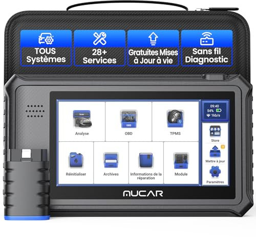 mucar VO6 Valise Diagnostic Auto, Outil D'analyse Complet des Systèmes sans Fil de Niveau OE avec Scanner de Voiture à 28 Réinitialisation, Codage ECU, Bidirectionnel
