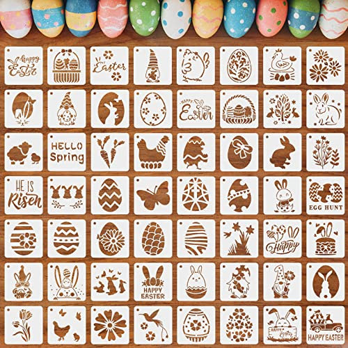 Augshy Schablonen Ostern, 56 Stück Plätzchen Deko Backen Ostern 7.6 CM Feiertags Schablonen Oster Malschablonen Set für Scrapbooking Zeichnen Wand Boden Dekor DIY Steinmalerei Kunstprojekte