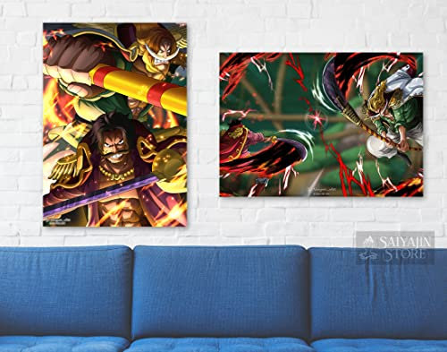 2in1 One Piece Anime Poster Rivalry of Legends, Gold Roger v Whitebeard | 2er Set DIN A3 (297 x 420 mm) Matt
