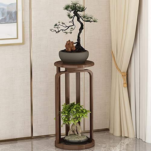 GIZNXBA 2-stöckiges Blumenständer Modern Pflanzenständer Hoch Für Innen Und Außen, Vertikales Pflanzenregal Blumenbank Holz Für Terrasse, Wohnzimmer (Color : /Light Brown, Size : B)