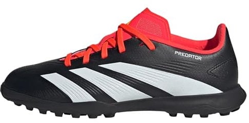 adidas Predator 24 League Turf Boots Football, Core Black/Cloud White/Solar Red, 2 UK Child