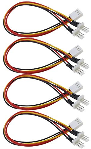 VGOL 4PCS PC Case Fan Motherboard Extension Cable 2 x 3-Pin Male to 3-Pin Female Fan Splitter Cable Lead 22cm Computer Accessories