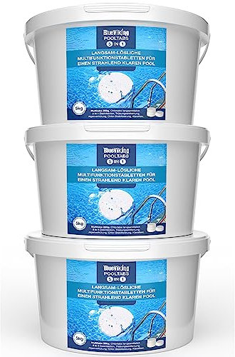 BlueViking Chlortabletten für Pool 5 in 1 - Hochwirksame Multitabs Pool 200g im 3x5kg Eimer - Chlor Pool Tabletten in EU Premium-Qualität - Einfache, Sichere und Effiziente Poolpflege