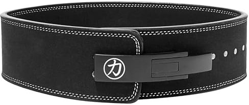 Strength Shop 13mm IPF Lever Belt Gewichthebergürtel + Hebelschnalle aus Stahl, Gr. M (Schwarz/Weiß), Robuster & langlebiger Lifting Belt stabilisiert u. schützt Rumpf & Wirbelsäule im Training