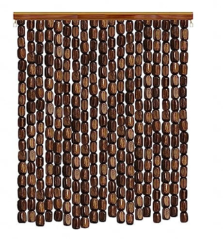 Jolan Rideaux De Perles Suspendus,Rideaux De Perles en Bois De Bambou Naturel,Rideau De Porte Perles Brins,Panneaux De Anti Mouche,Faits À La Main,pour Patio, Cuisine, Balcon,W×H-80strands(80×210cm)