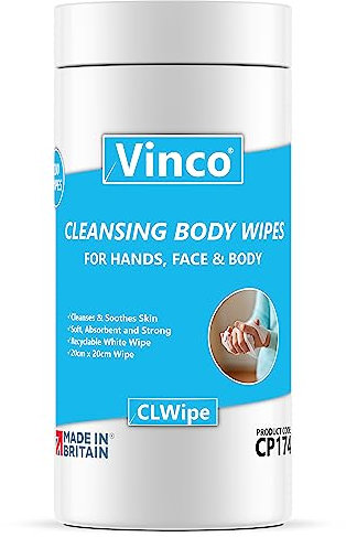 Vinco-CLWipe 200 Cleansing Body Wipes for Hands, Face & Body | 200 Wipes Per Tub - Baby Wipes - Skin Wipes - Cleanses & Soothes Skin