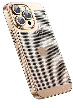 Electroplating Heat Dissipation Phone Case, New Heat Dissipation Plating Fine Hole Protector for iPhone Case, Shiny Cooling Breathable Case (For Iphone 12 Pro Max,Gold)