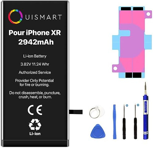 OUISMART® KIT Batterie pour IPHONE (avec Kit Outils + Adhésif, iPhone XR)